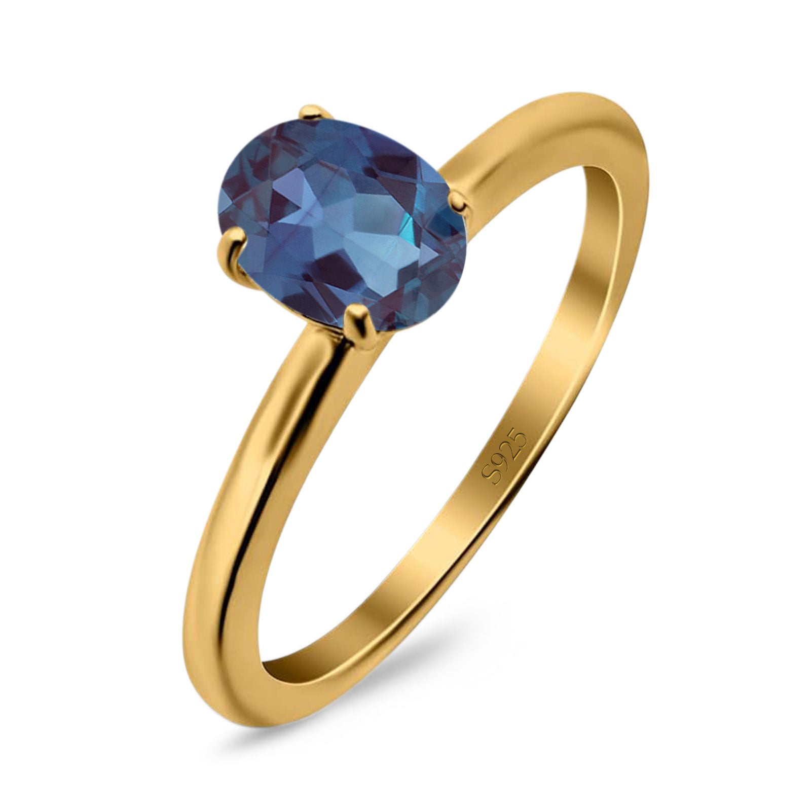 Minimalist Oval Natural Stone Solitaire Ring