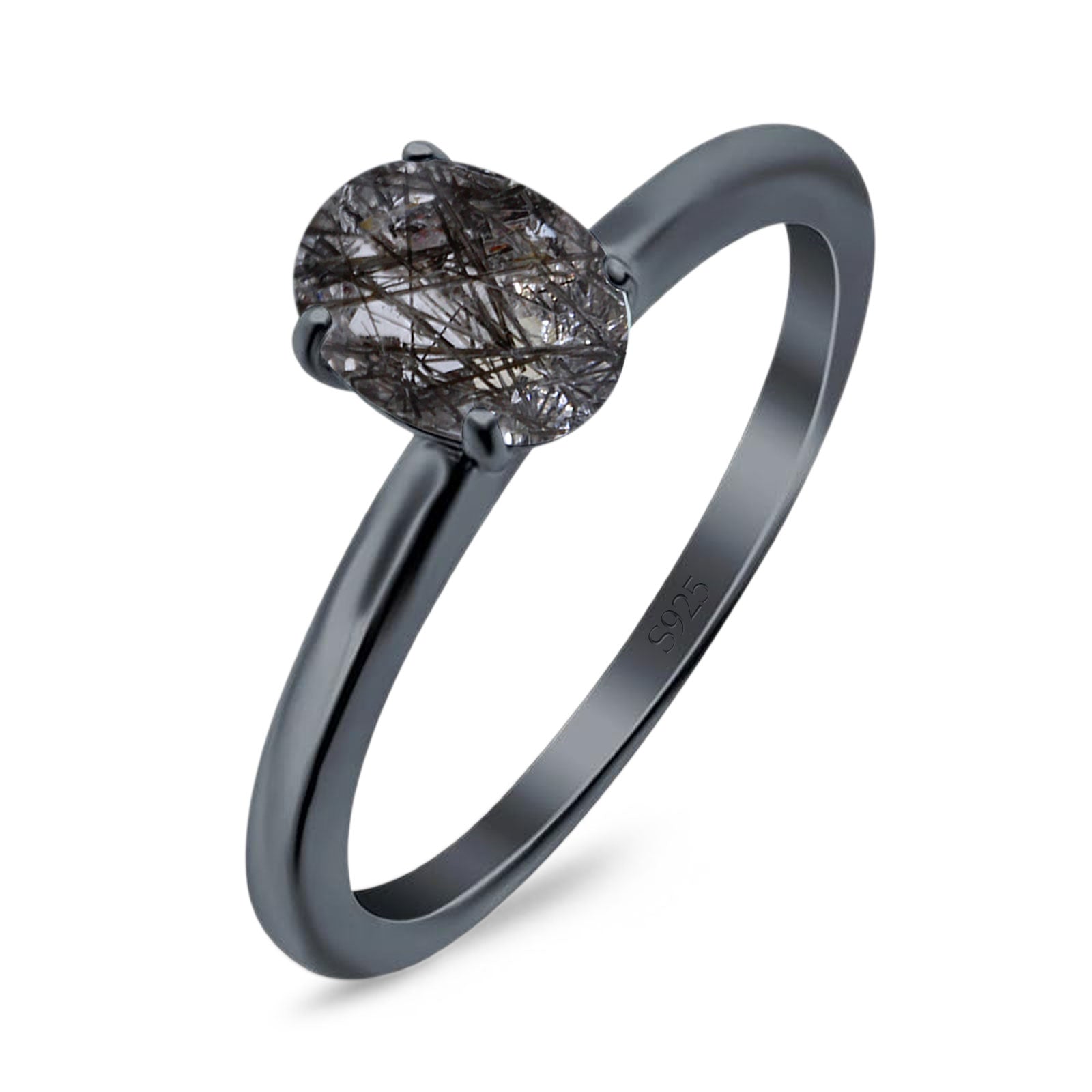 Minimalist Oval Natural Stone Solitaire Ring