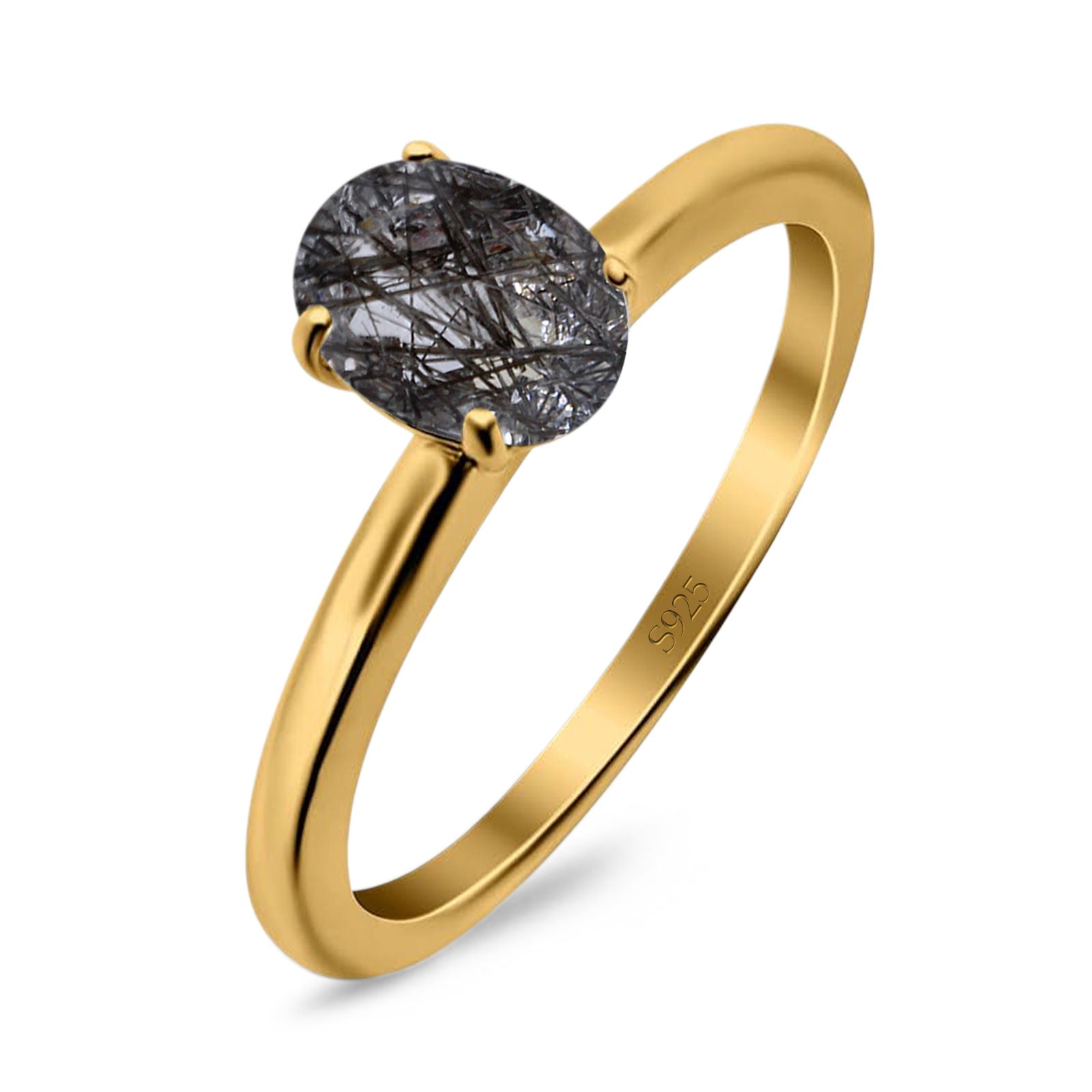 Minimalist Oval Natural Stone Solitaire Ring