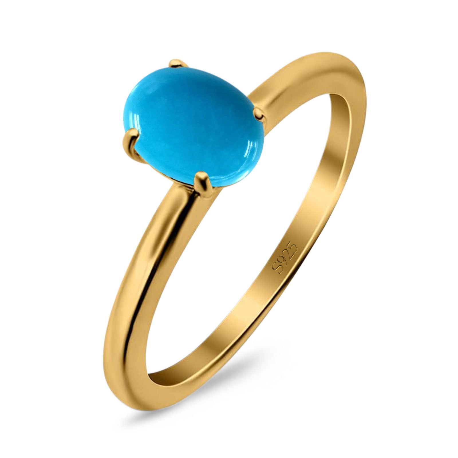 Minimalist Oval Natural Stone Solitaire Ring