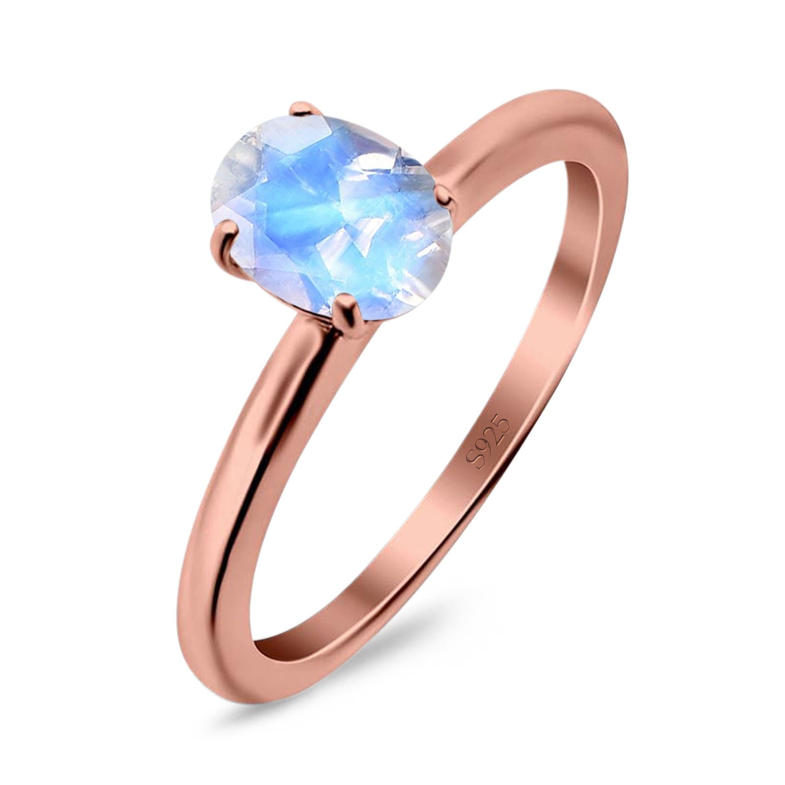 Art Deco Oval Natural Stone Solitaire Ring