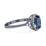 Art Deco Oval Natural Stone Wedding Ring