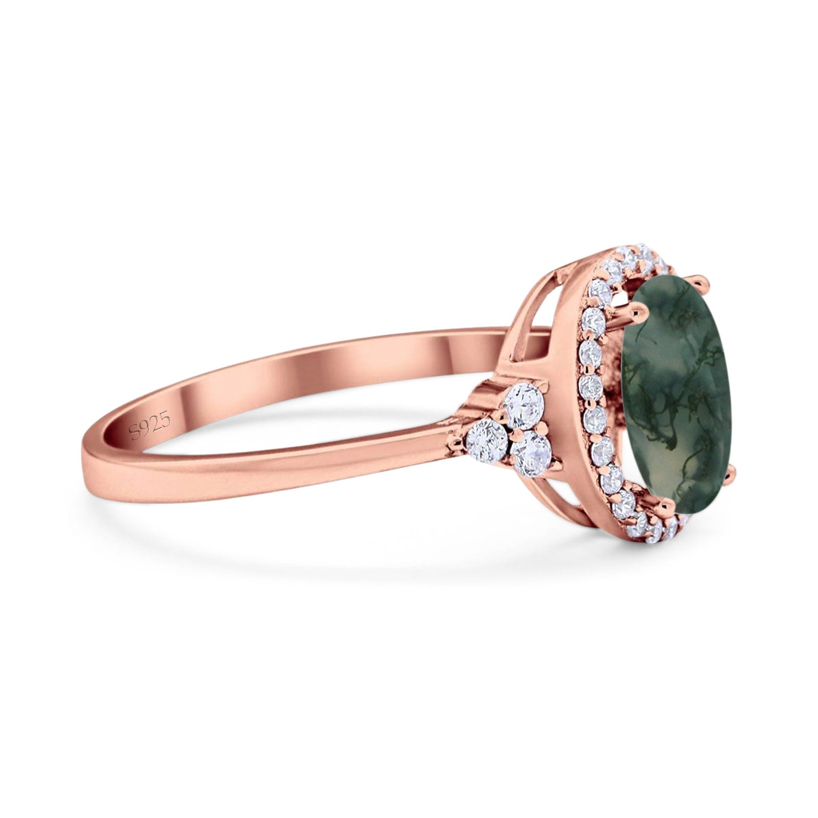 Art Deco Oval Natural Stone Wedding Ring