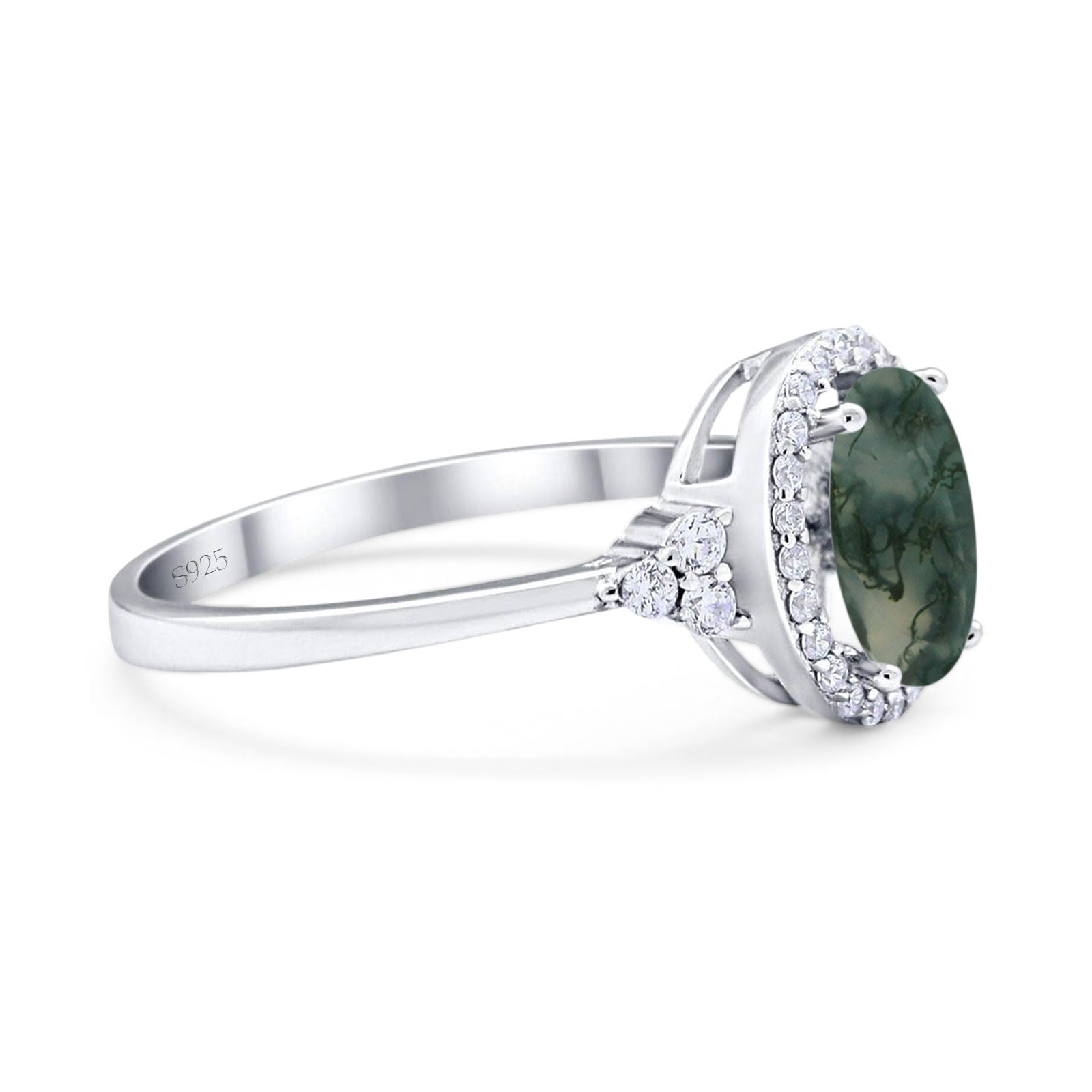 Art Deco Oval Natural Stone Wedding Ring