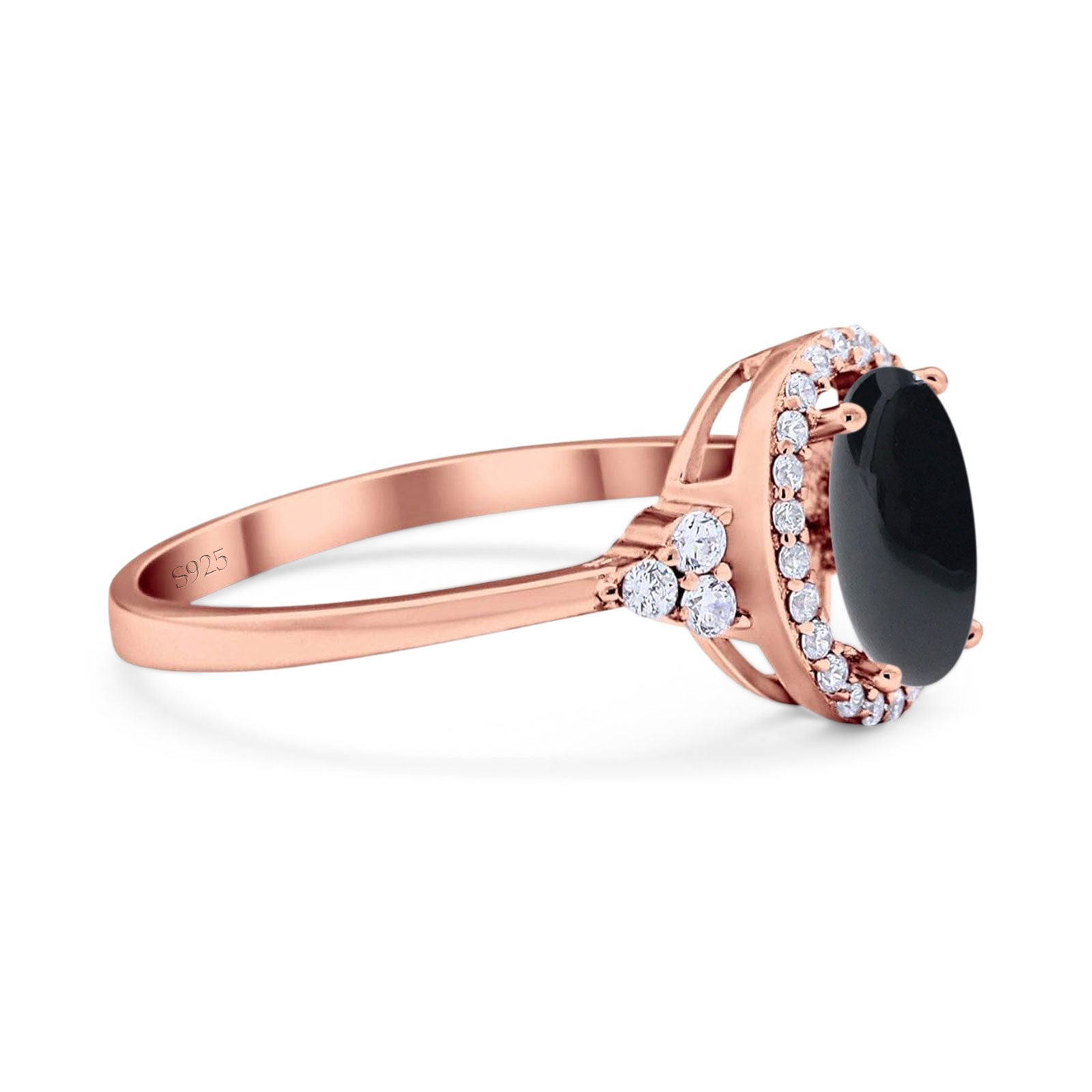 Art Deco Oval Natural Stone Wedding Ring