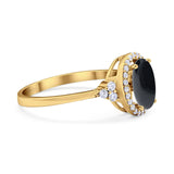 Art Deco Oval Natural Stone Wedding Ring