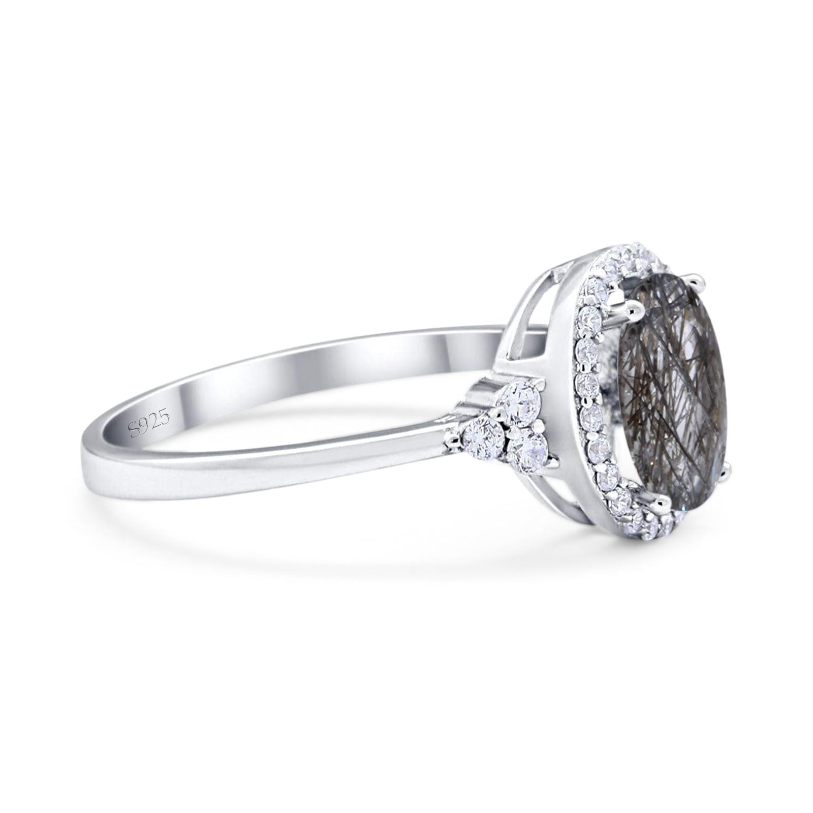 Art Deco Oval Natural Stone Wedding Ring