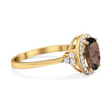 Art Deco Oval Natural Stone Wedding Ring