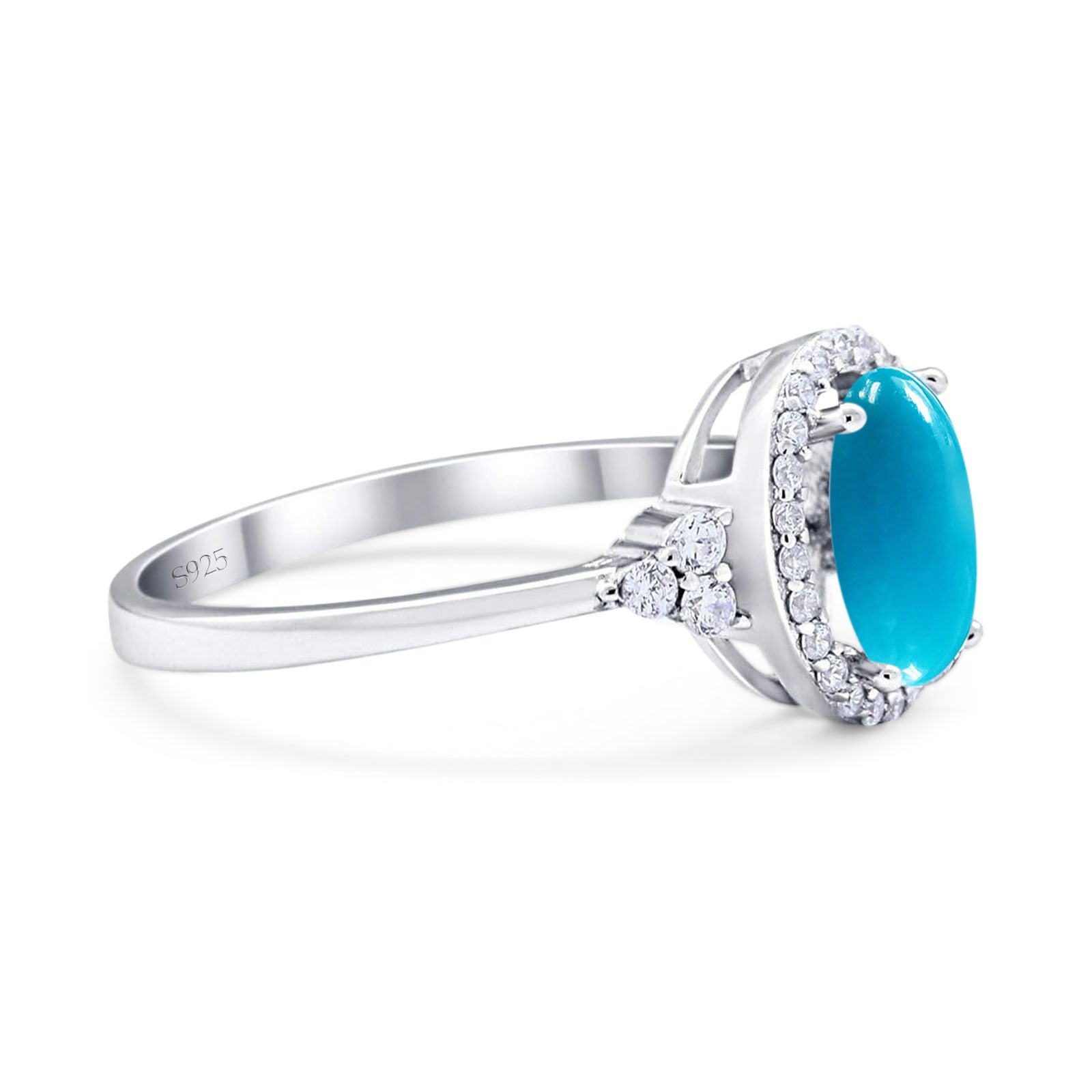 Art Deco Oval Natural Stone Wedding Ring