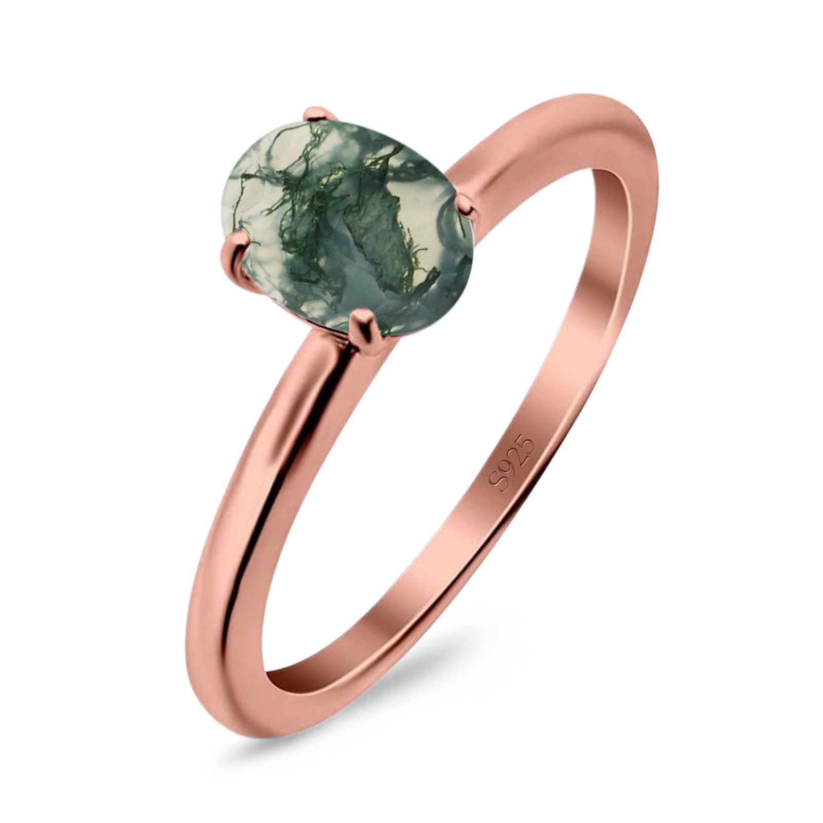 Oval Natural Stone Cathedral Ring