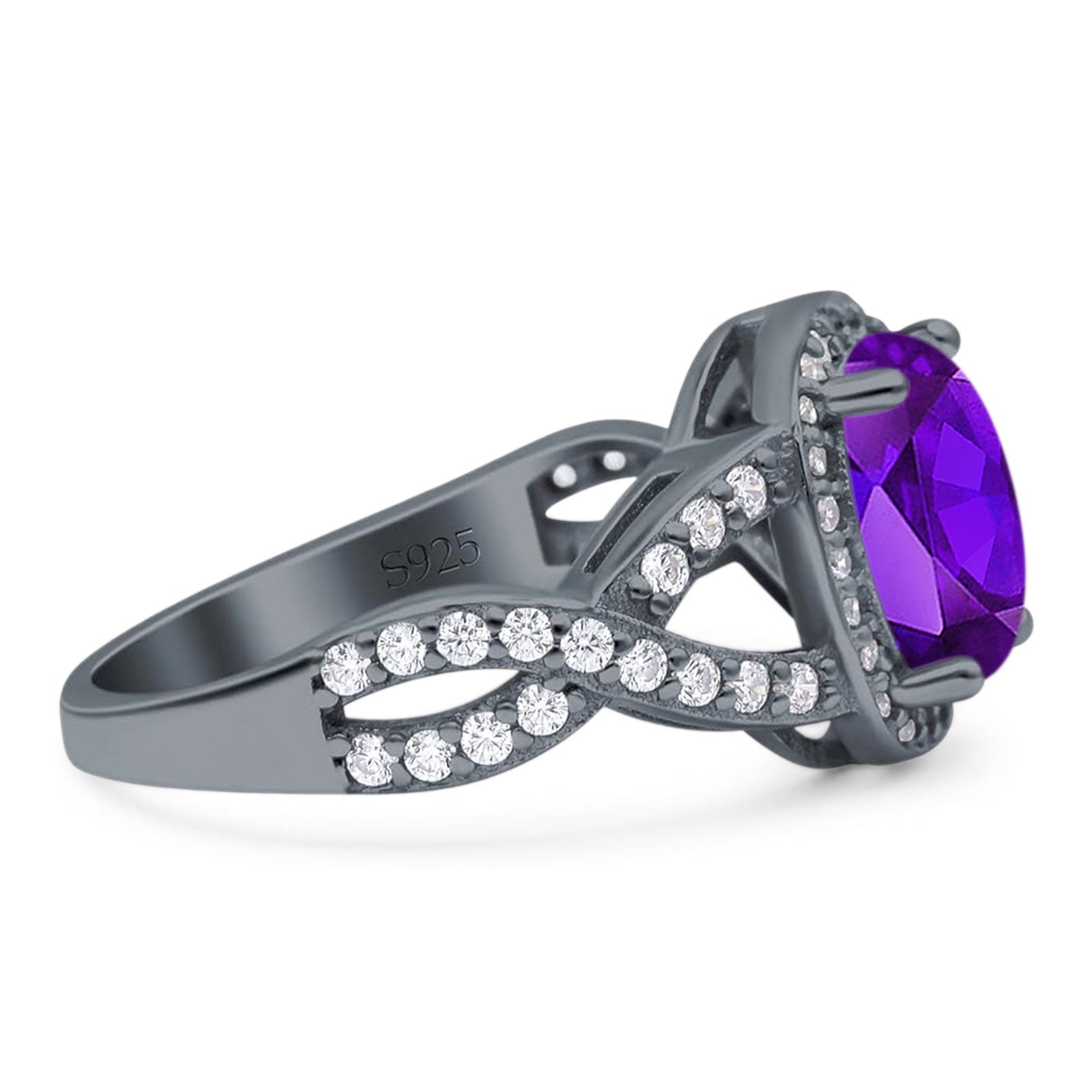 Oval Natural Stone Infinity Twisted Ring