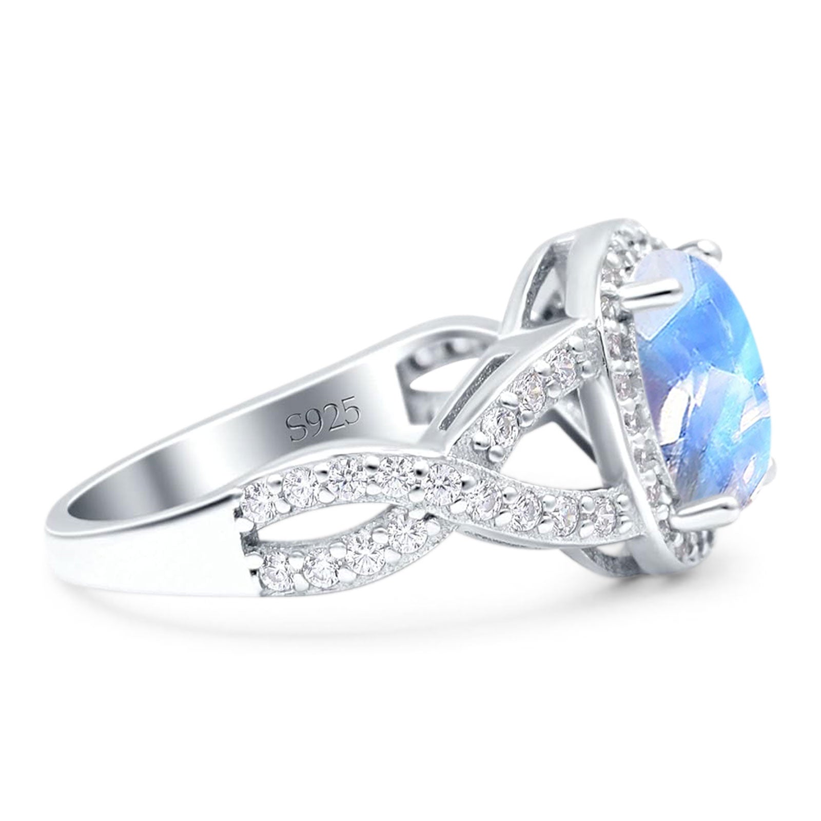 Oval Natural Stone Infinity Twisted Ring