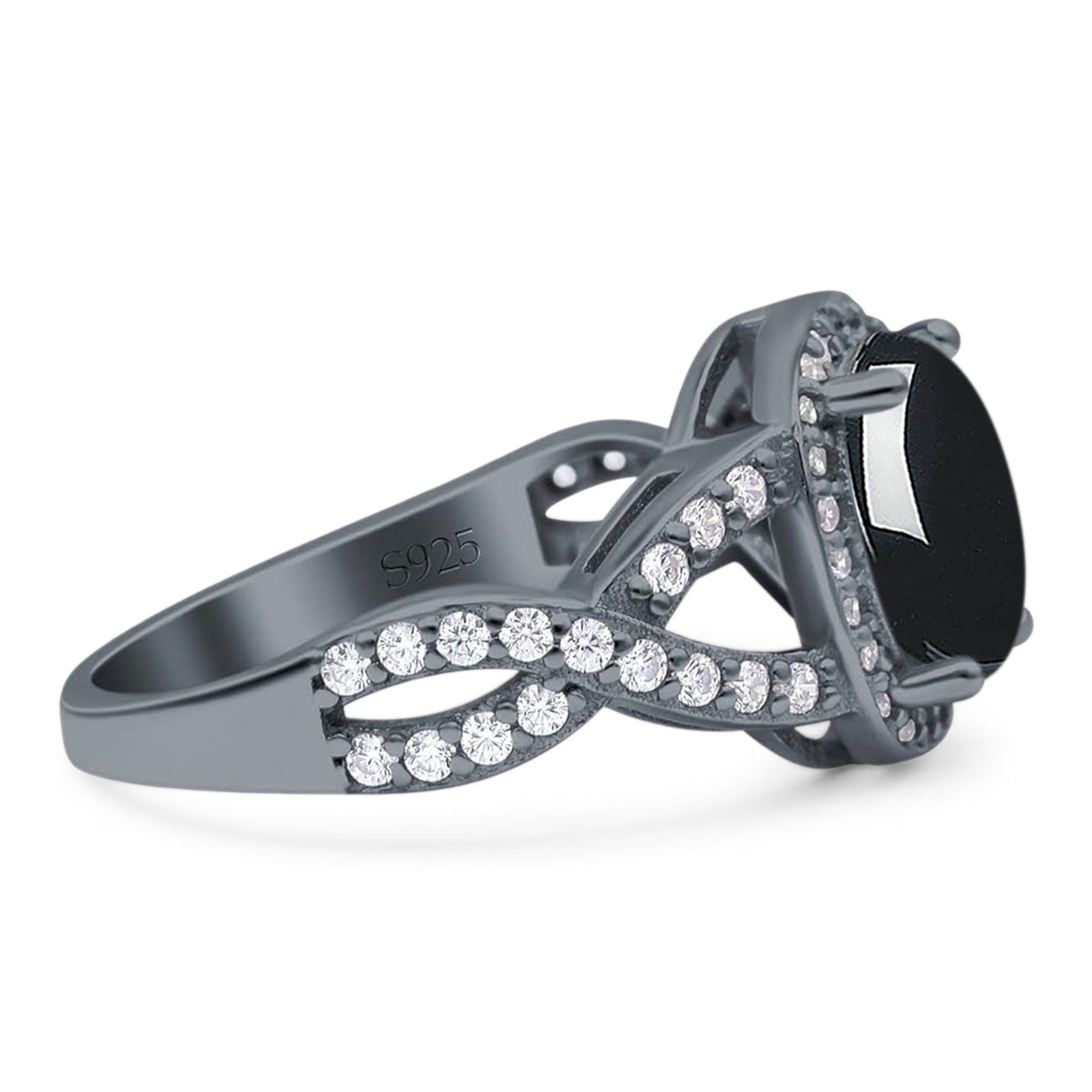 Oval Natural Stone Infinity Twisted Ring