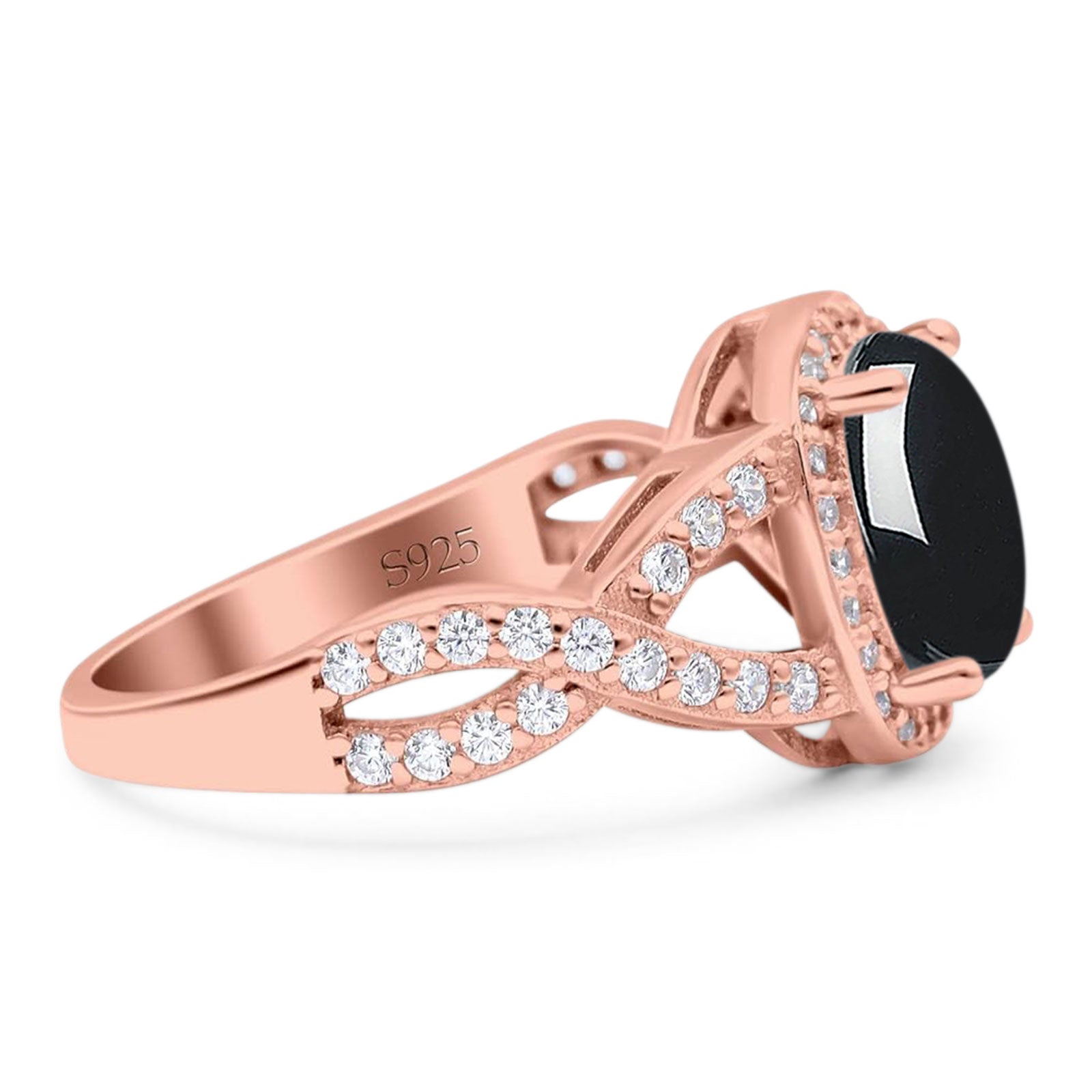 Oval Natural Stone Infinity Twisted Ring