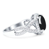 Oval Natural Stone Infinity Twisted Ring