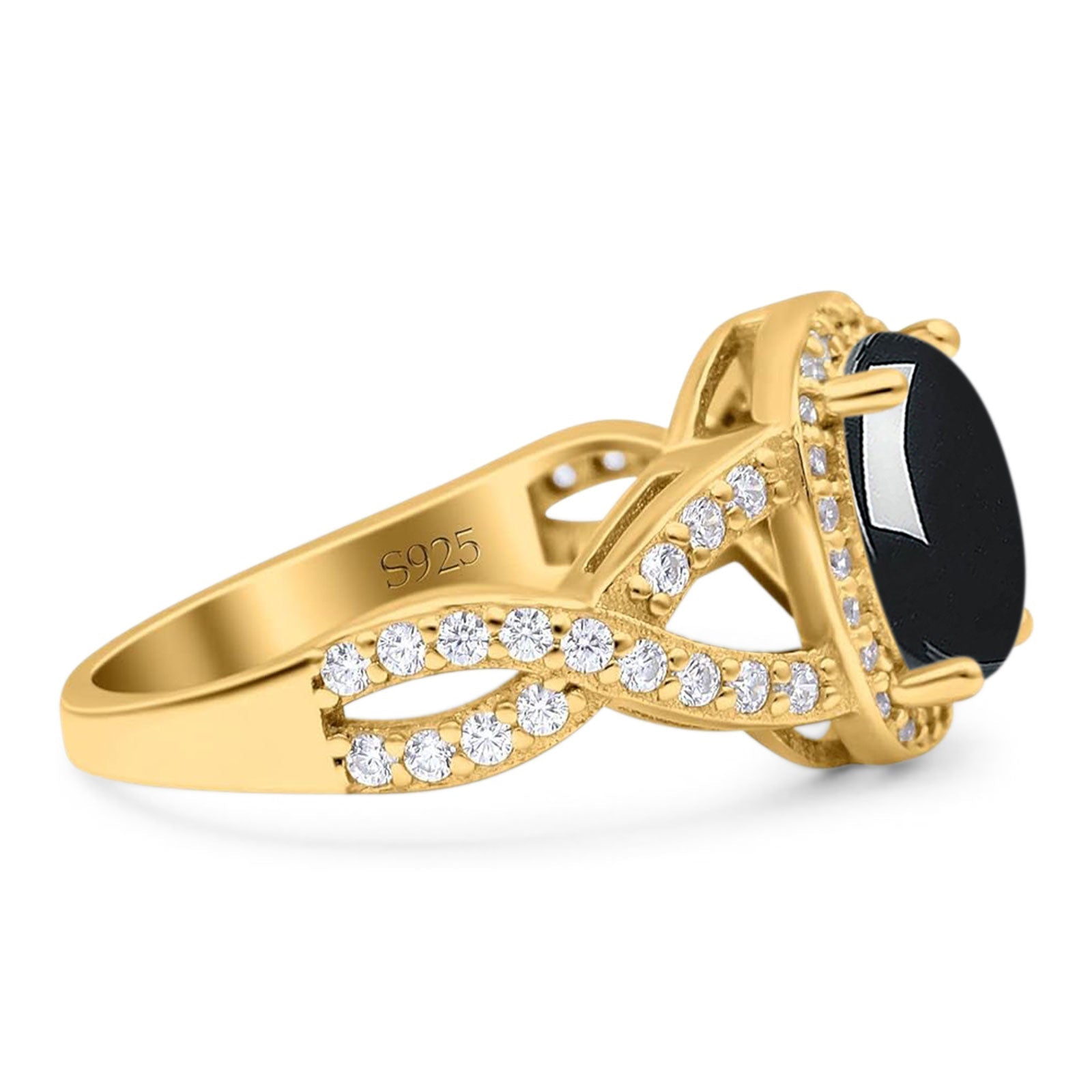 Oval Natural Stone Infinity Twisted Ring