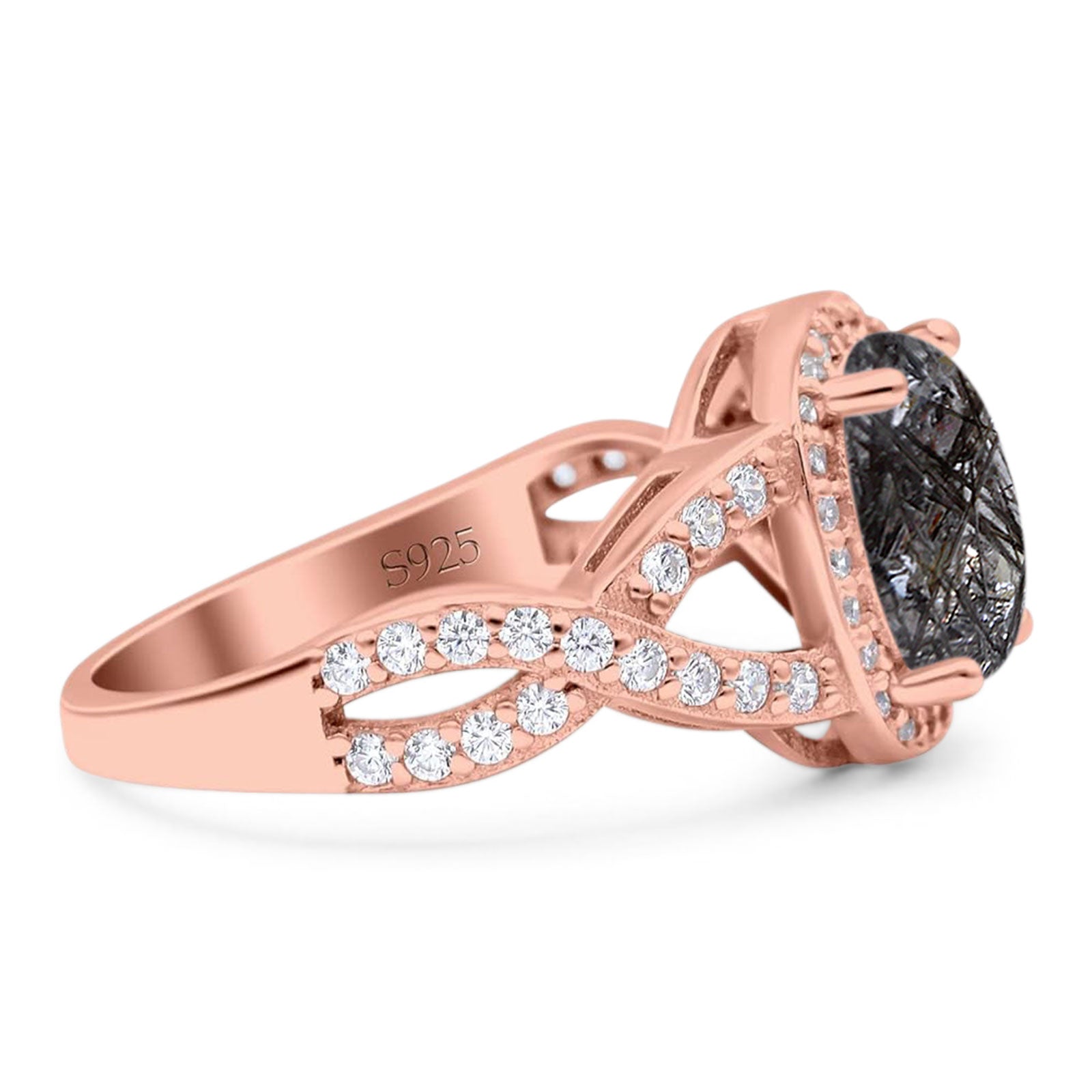 Oval Natural Stone Infinity Twisted Ring