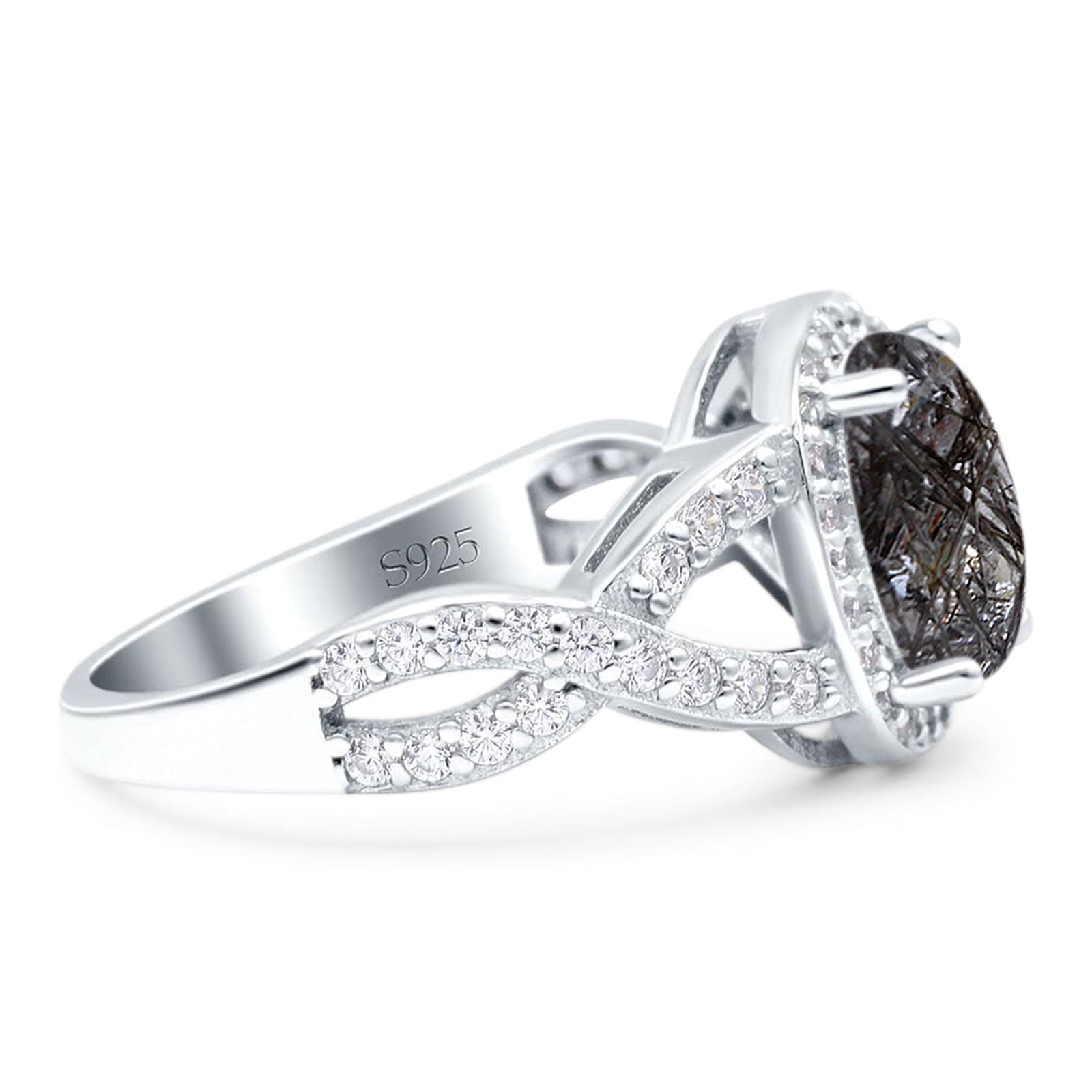 Oval Natural Stone Infinity Twisted Ring