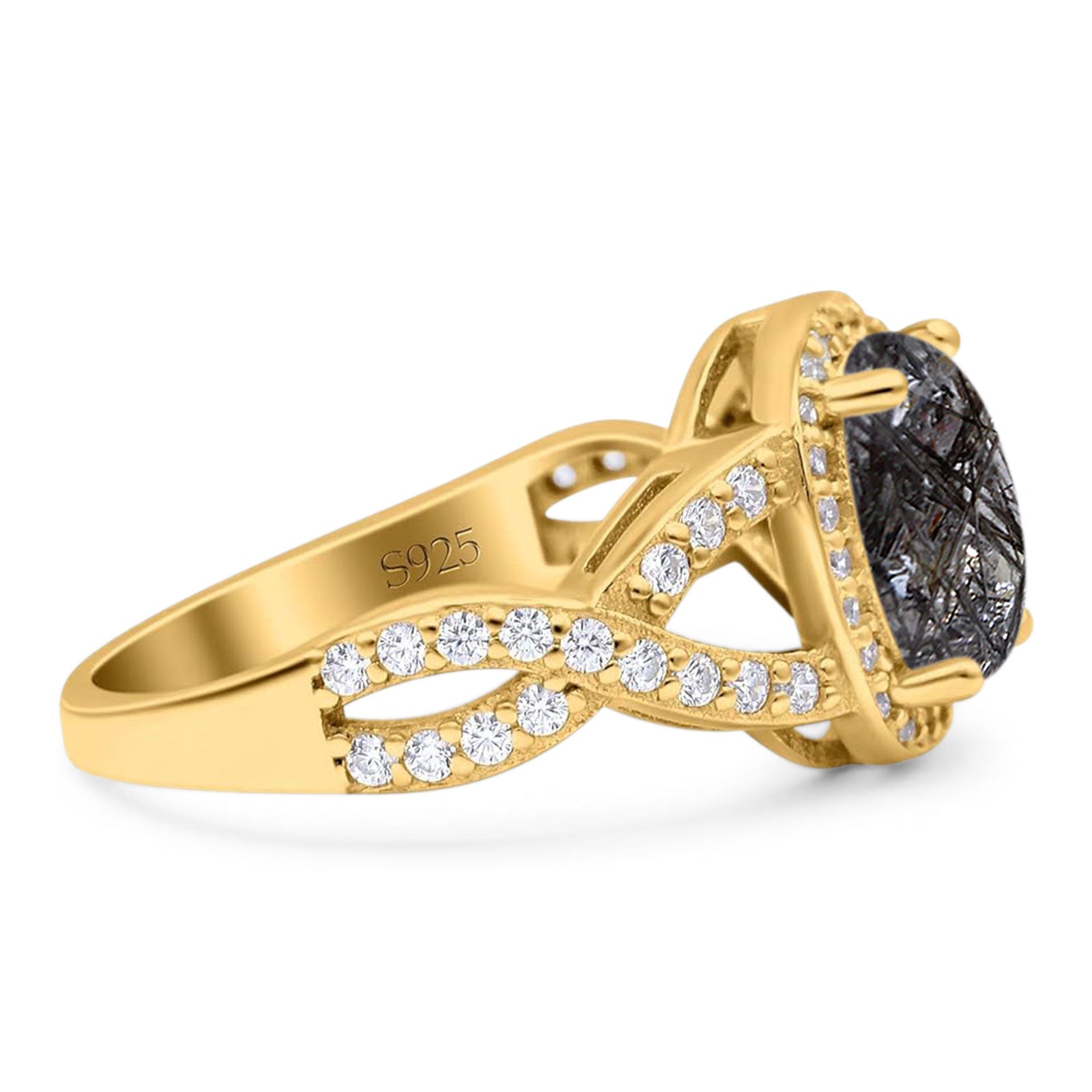 Oval Natural Stone Infinity Twisted Ring