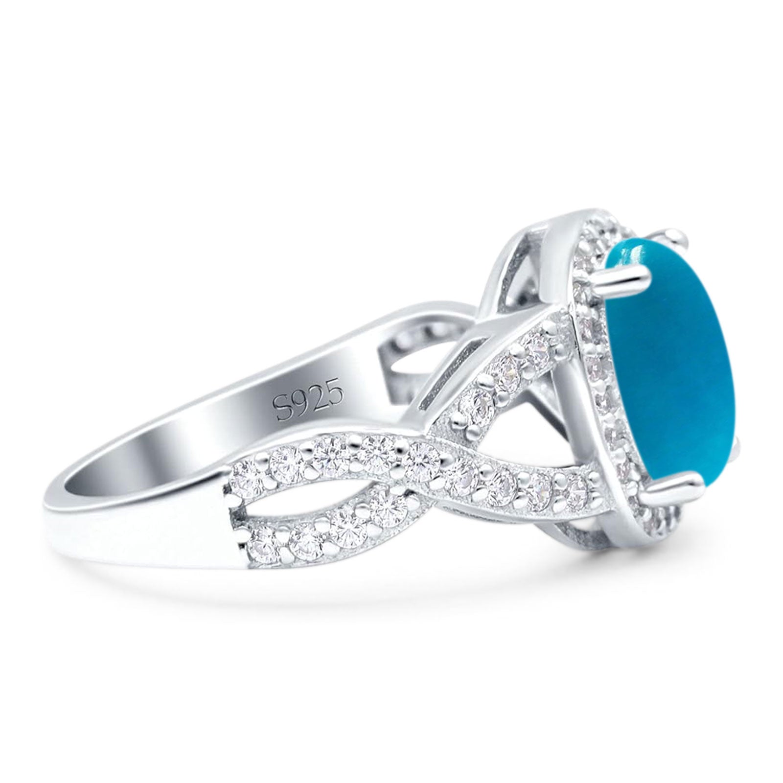 Oval Natural Stone Infinity Twisted Ring