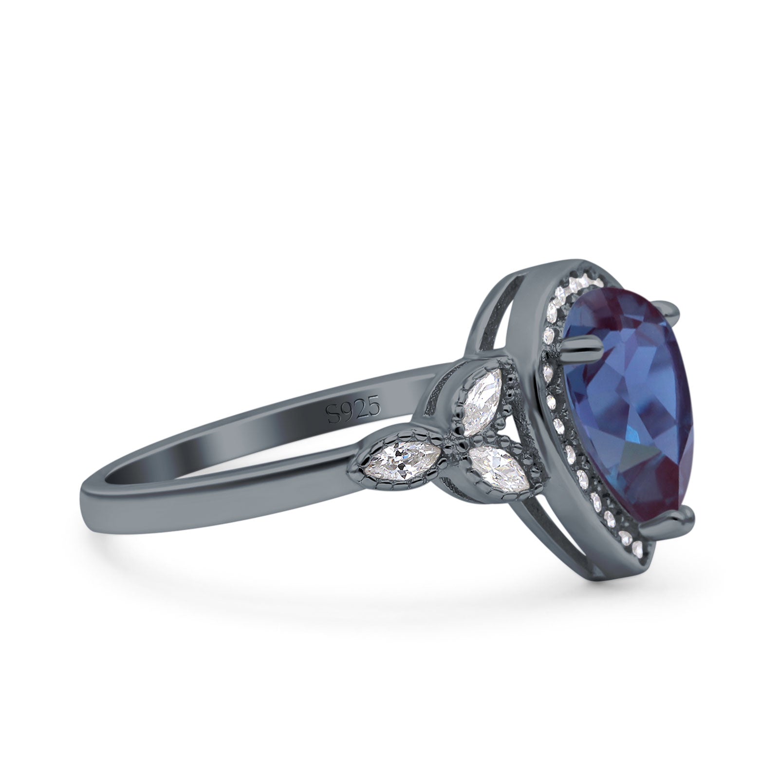 Pear Teardrop Natural Stone Wedding Ring