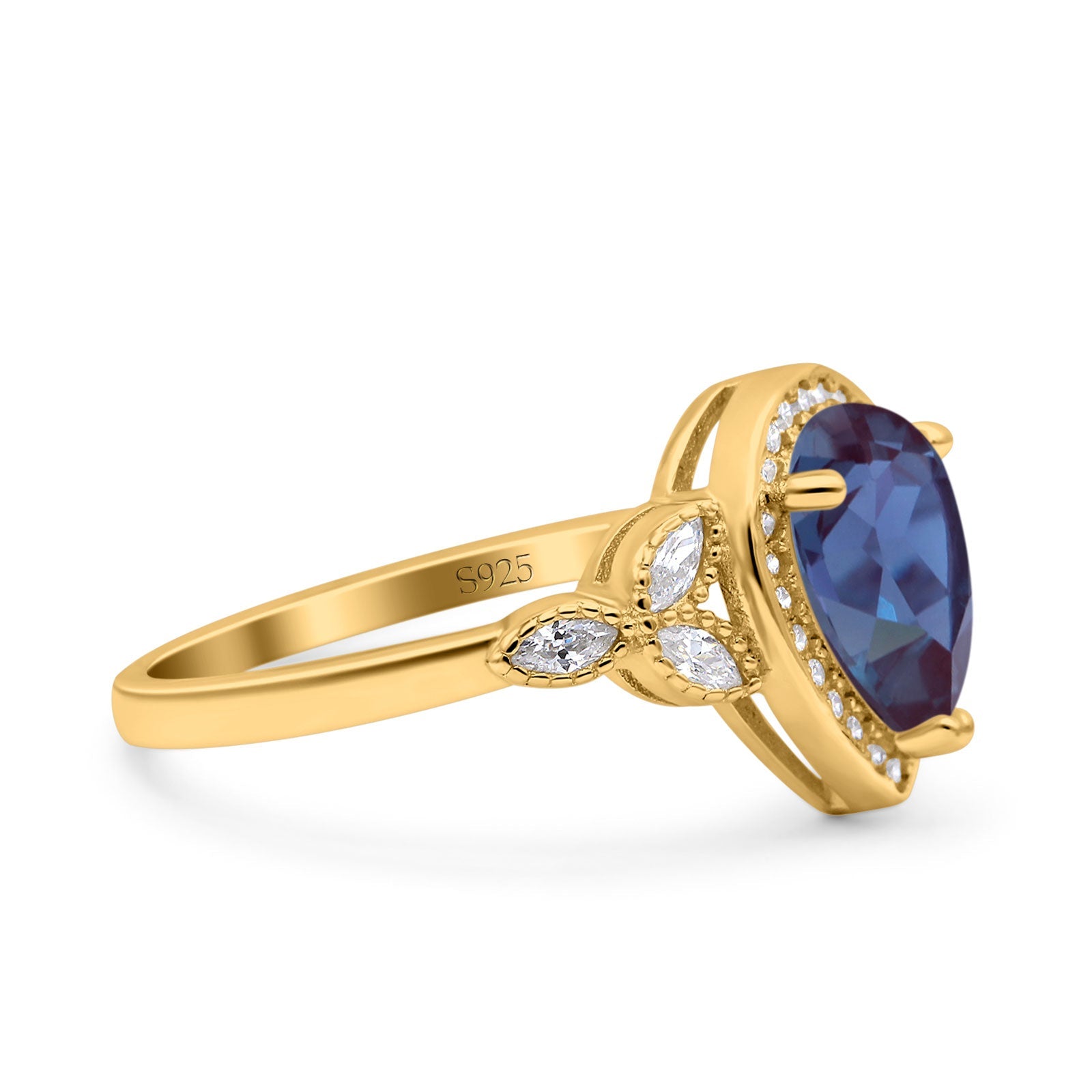 Pear Teardrop Natural Stone Wedding Ring