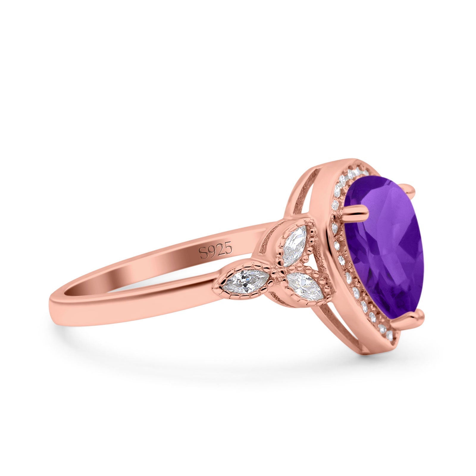 Pear Teardrop Natural Stone Wedding Ring