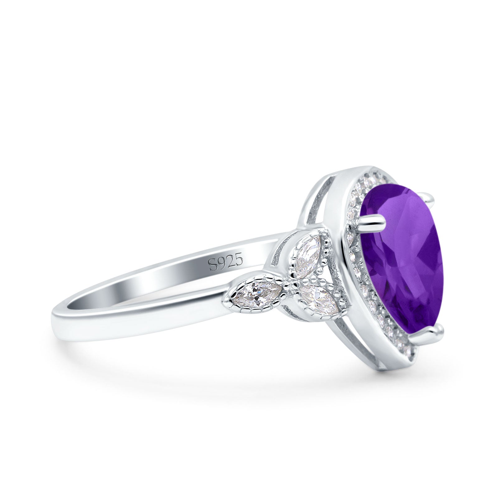 Pear Teardrop Natural Stone Wedding Ring