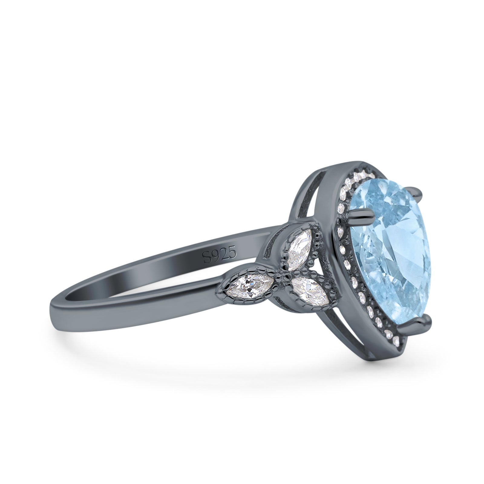 Pear Teardrop Natural Stone Wedding Ring