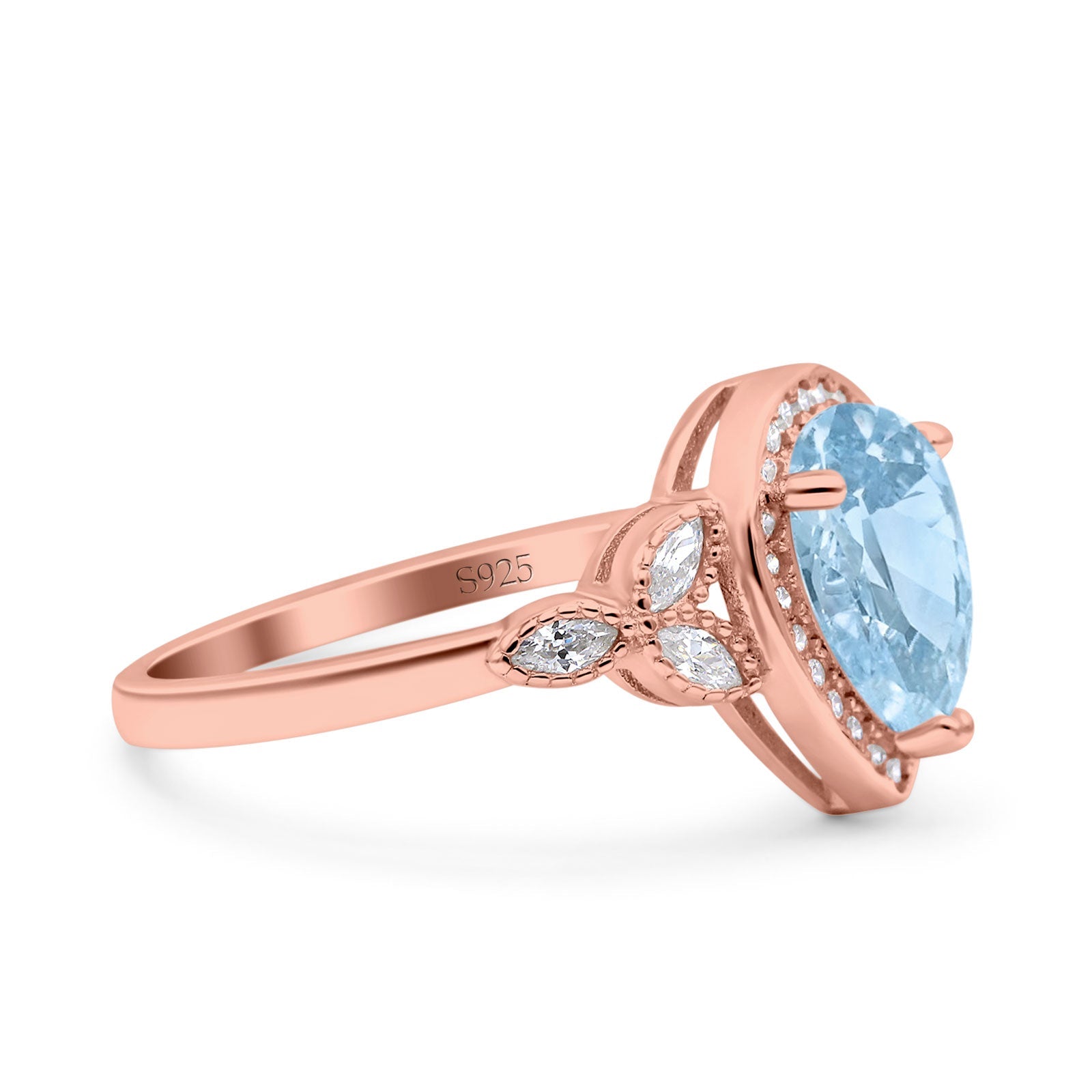 Pear Teardrop Natural Stone Wedding Ring