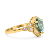 Pear Teardrop Natural Stone Wedding Ring