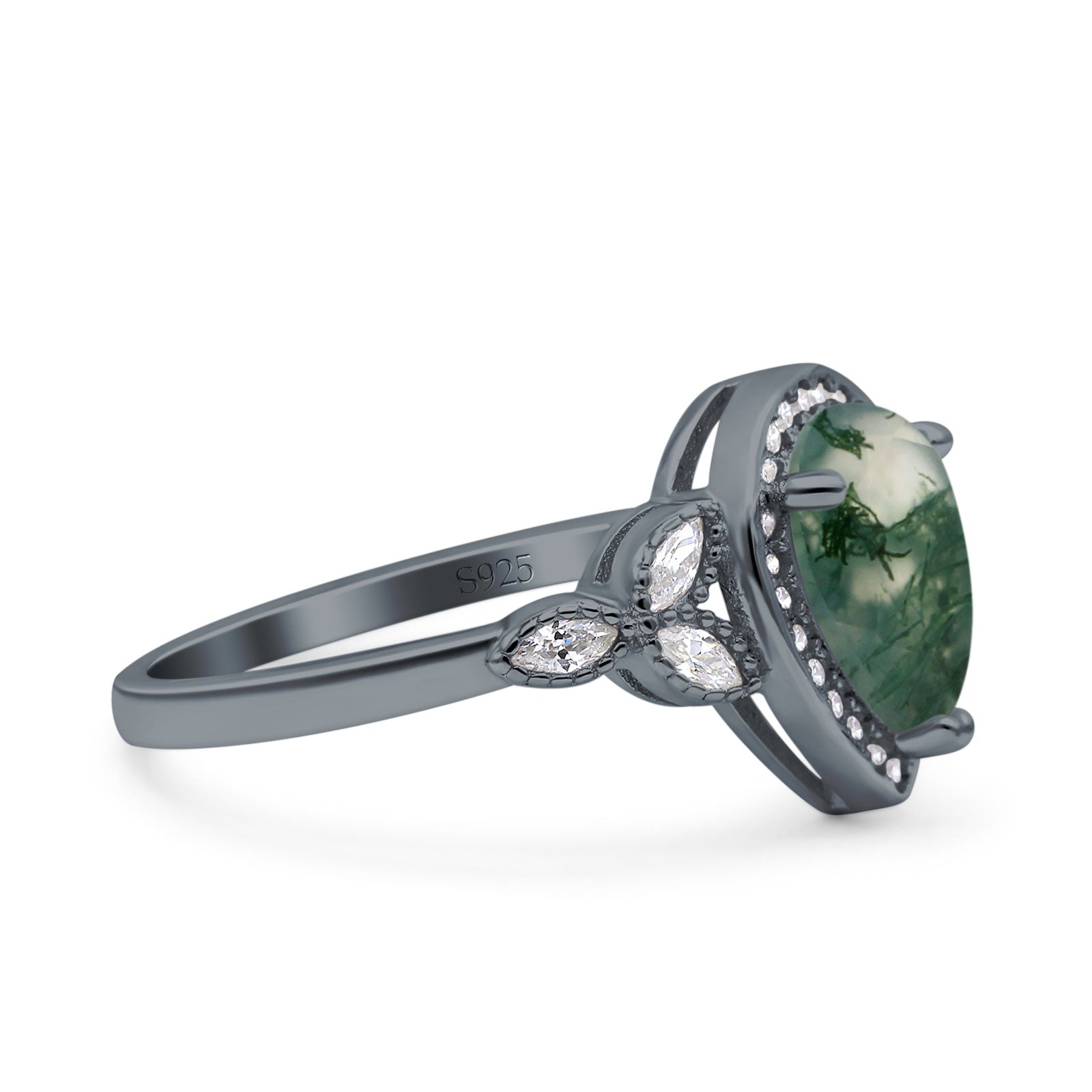 Pear Teardrop Natural Stone Wedding Ring