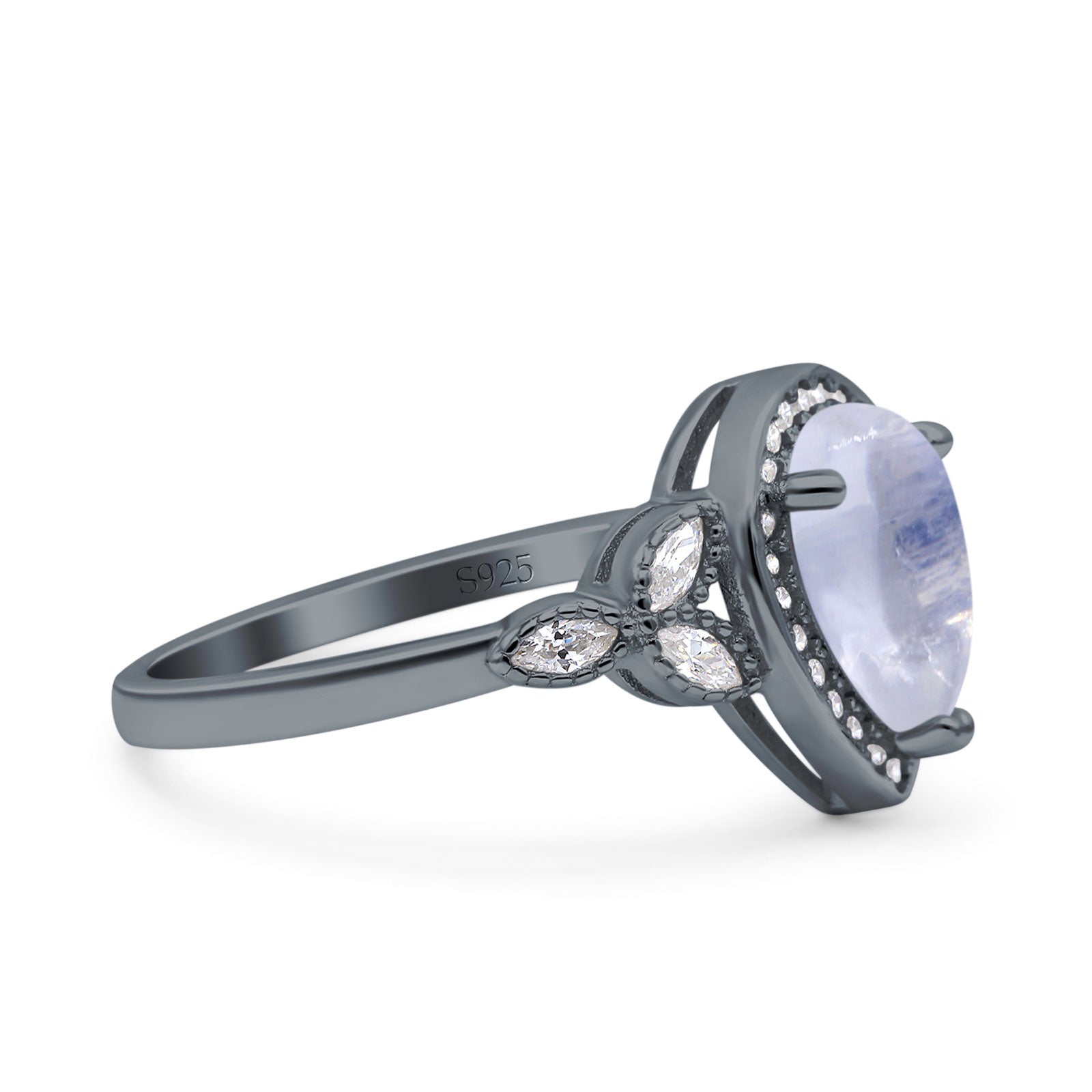 Pear Teardrop Natural Stone Wedding Ring