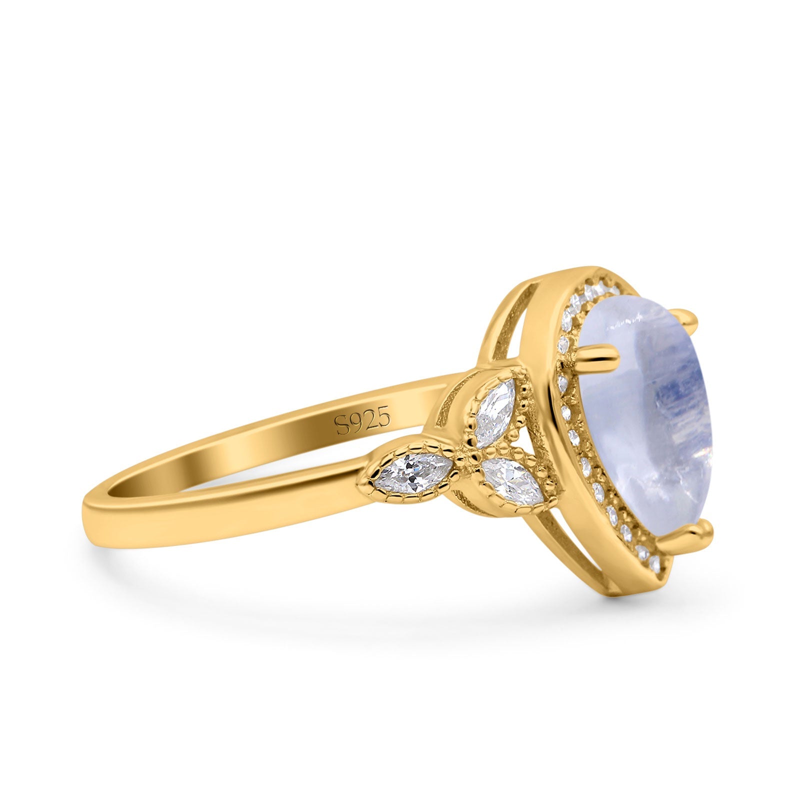 Pear Teardrop Natural Stone Wedding Ring