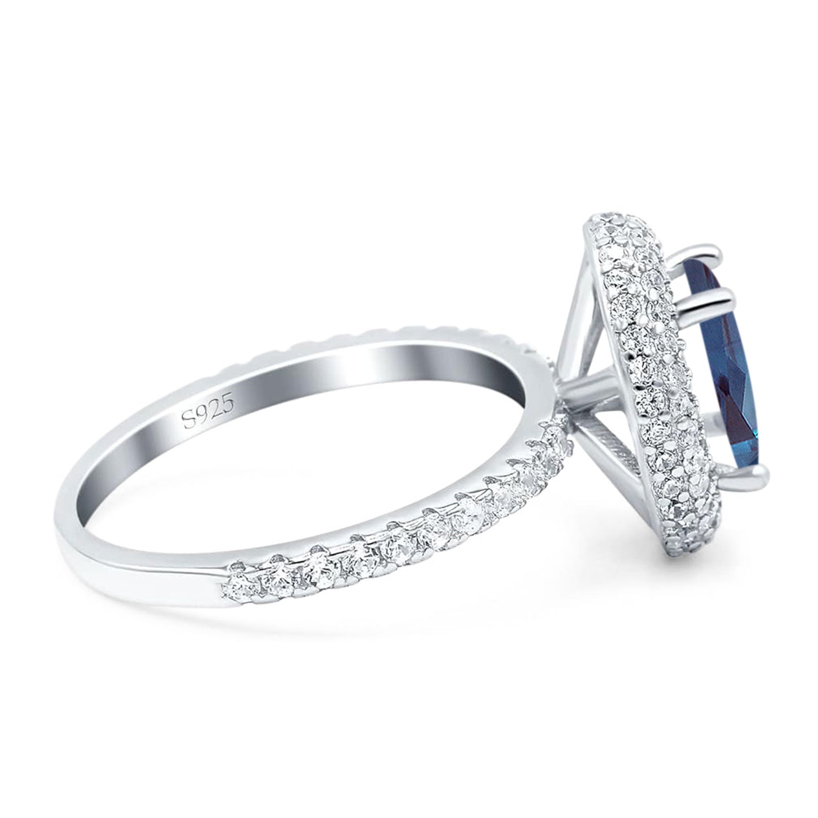 Oval Natural Stone Halo Wedding Ring