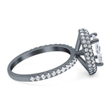 Oval Natural Stone Halo Wedding Ring