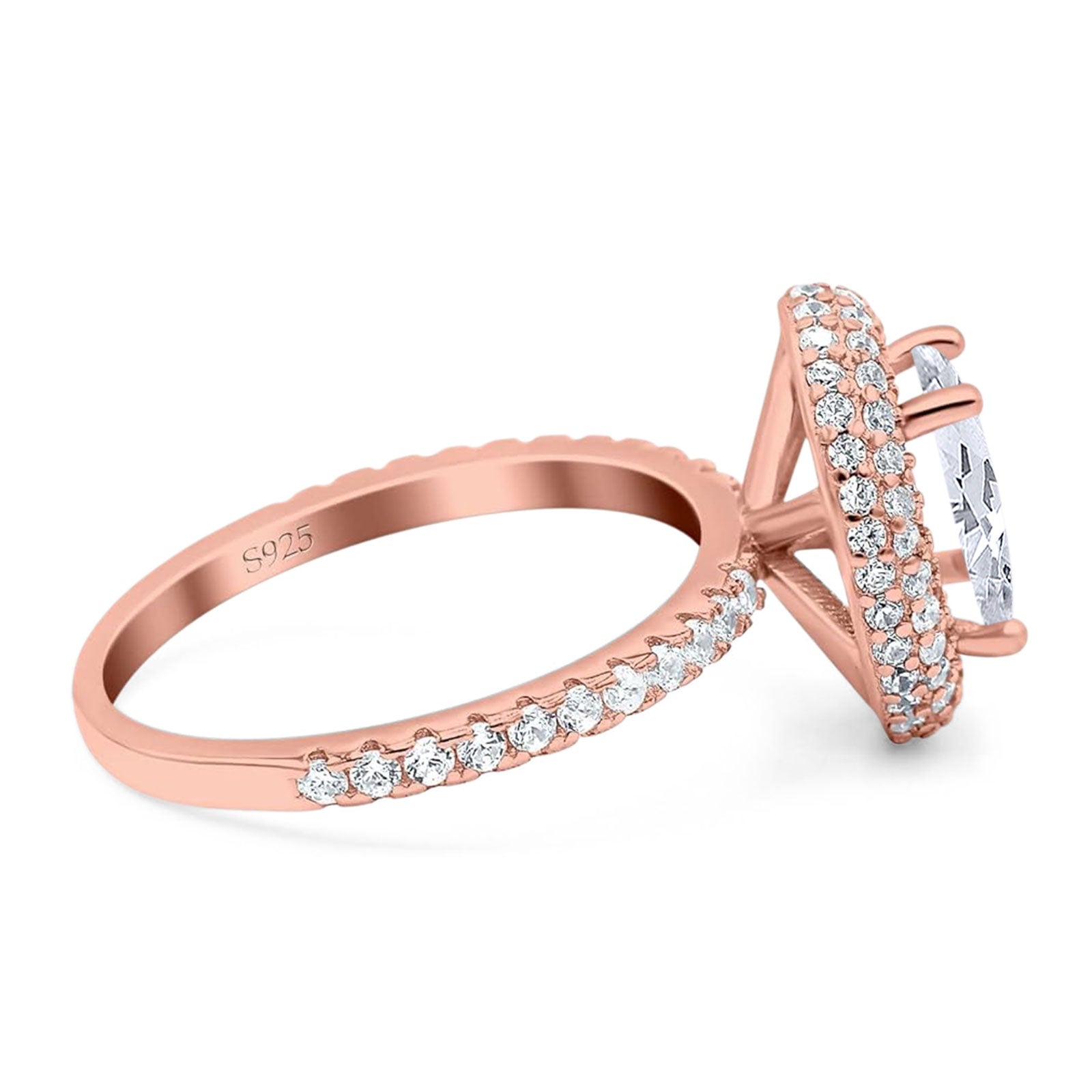 Oval Natural Stone Halo Wedding Ring