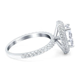 Oval Natural Stone Halo Wedding Ring