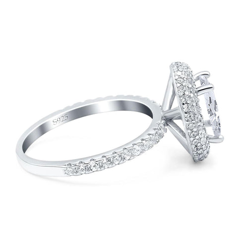 Oval Natural Stone Halo Wedding Ring