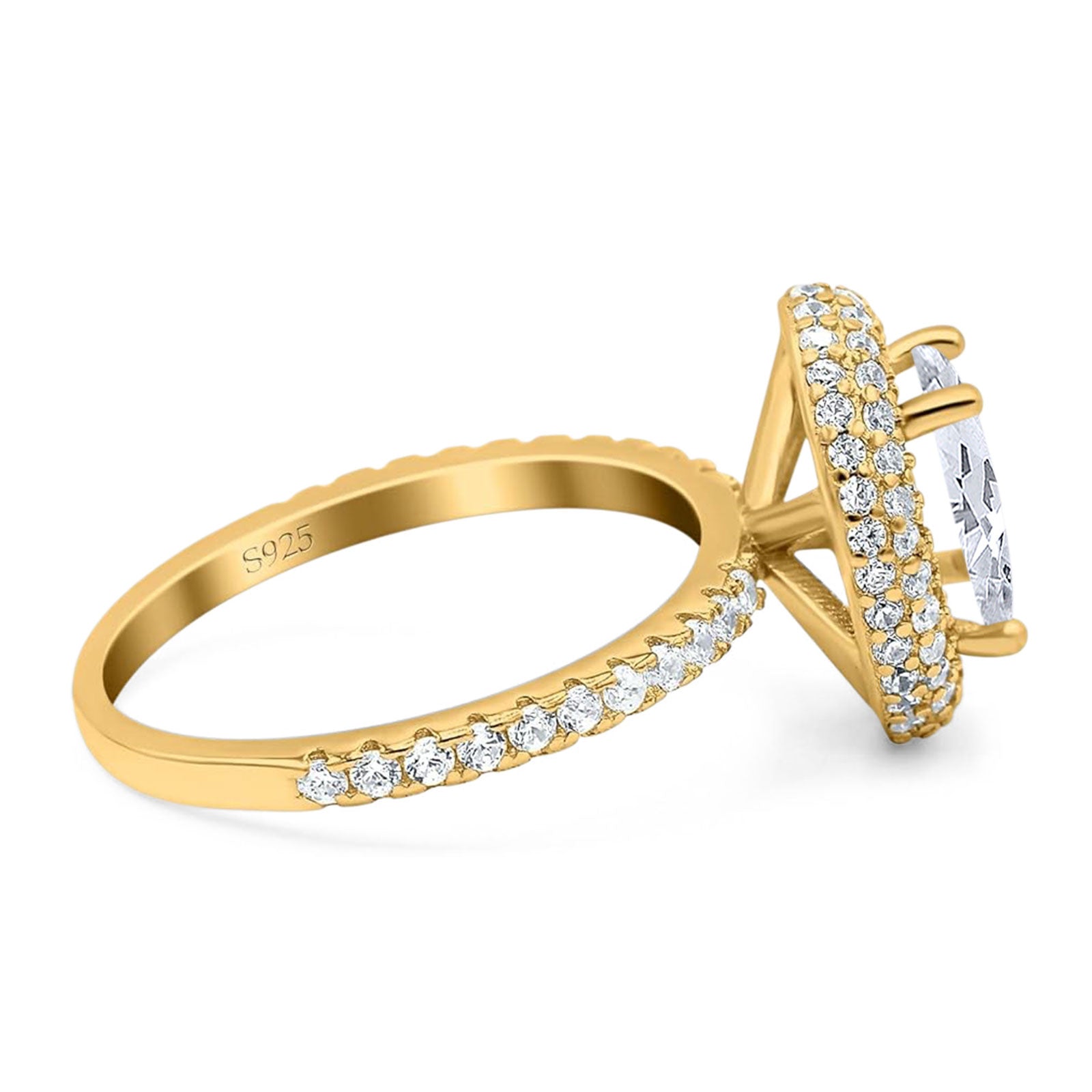 Oval Natural Stone Halo Wedding Ring