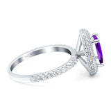Oval Natural Stone Halo Wedding Ring