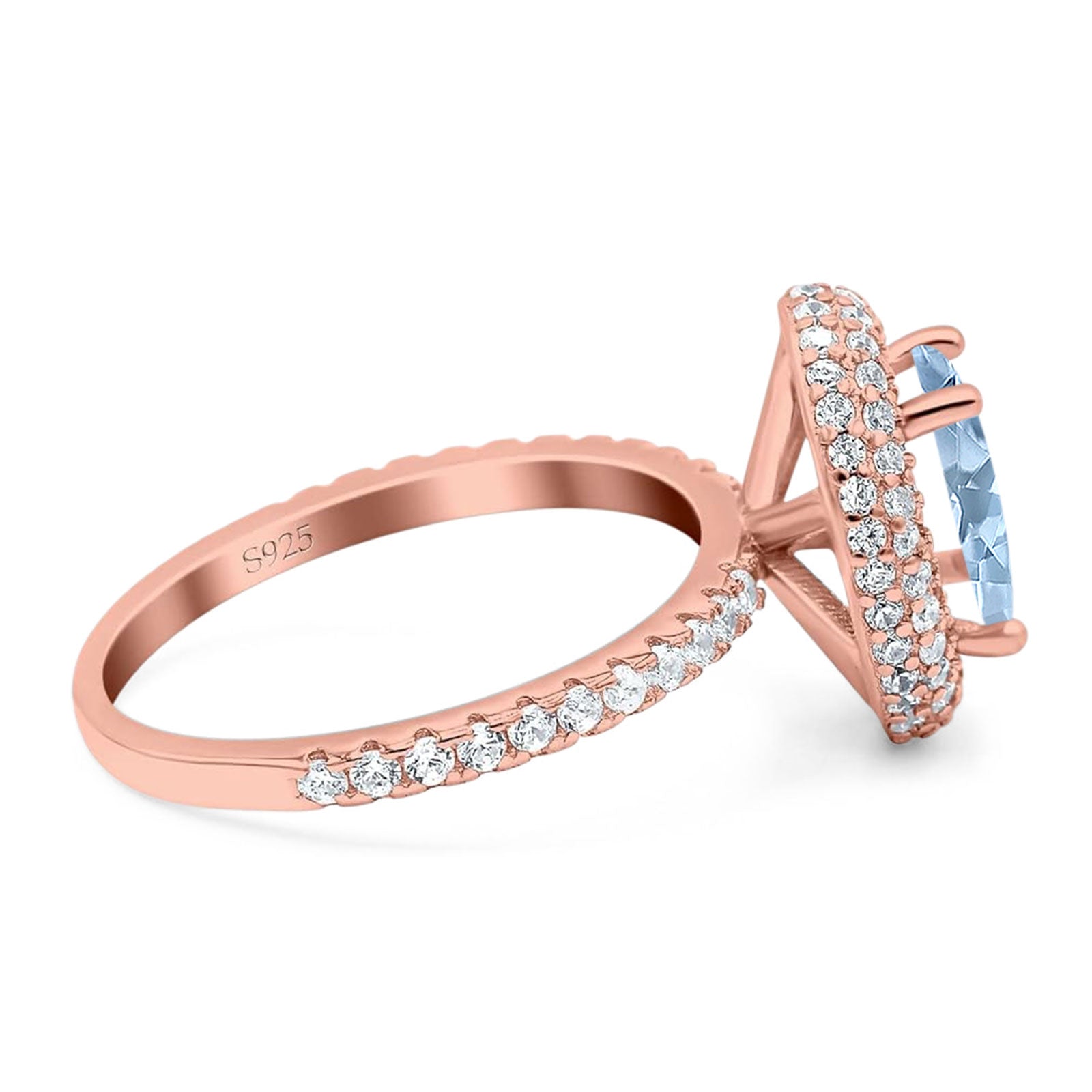 Oval Natural Stone Halo Wedding Ring