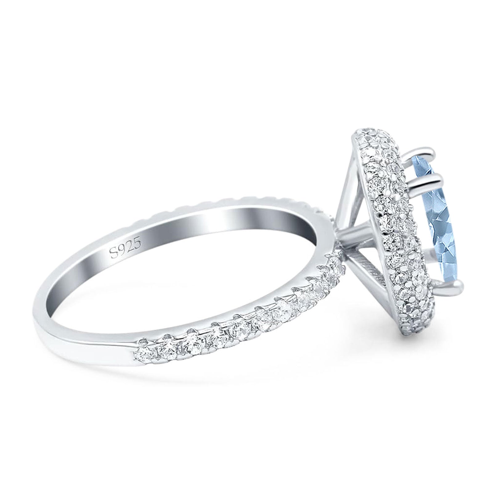 Oval Natural Stone Halo Wedding Ring