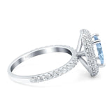 Oval Natural Stone Halo Wedding Ring