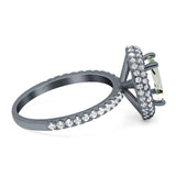 Oval Natural Stone Halo Wedding Ring