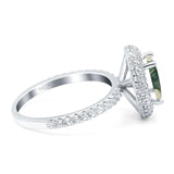 Oval Natural Stone Halo Wedding Ring
