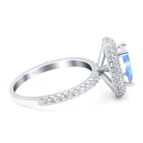 Oval Natural Stone Halo Wedding Ring