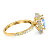 Oval Natural Stone Halo Wedding Ring