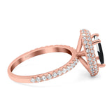 Oval Natural Stone Halo Wedding Ring