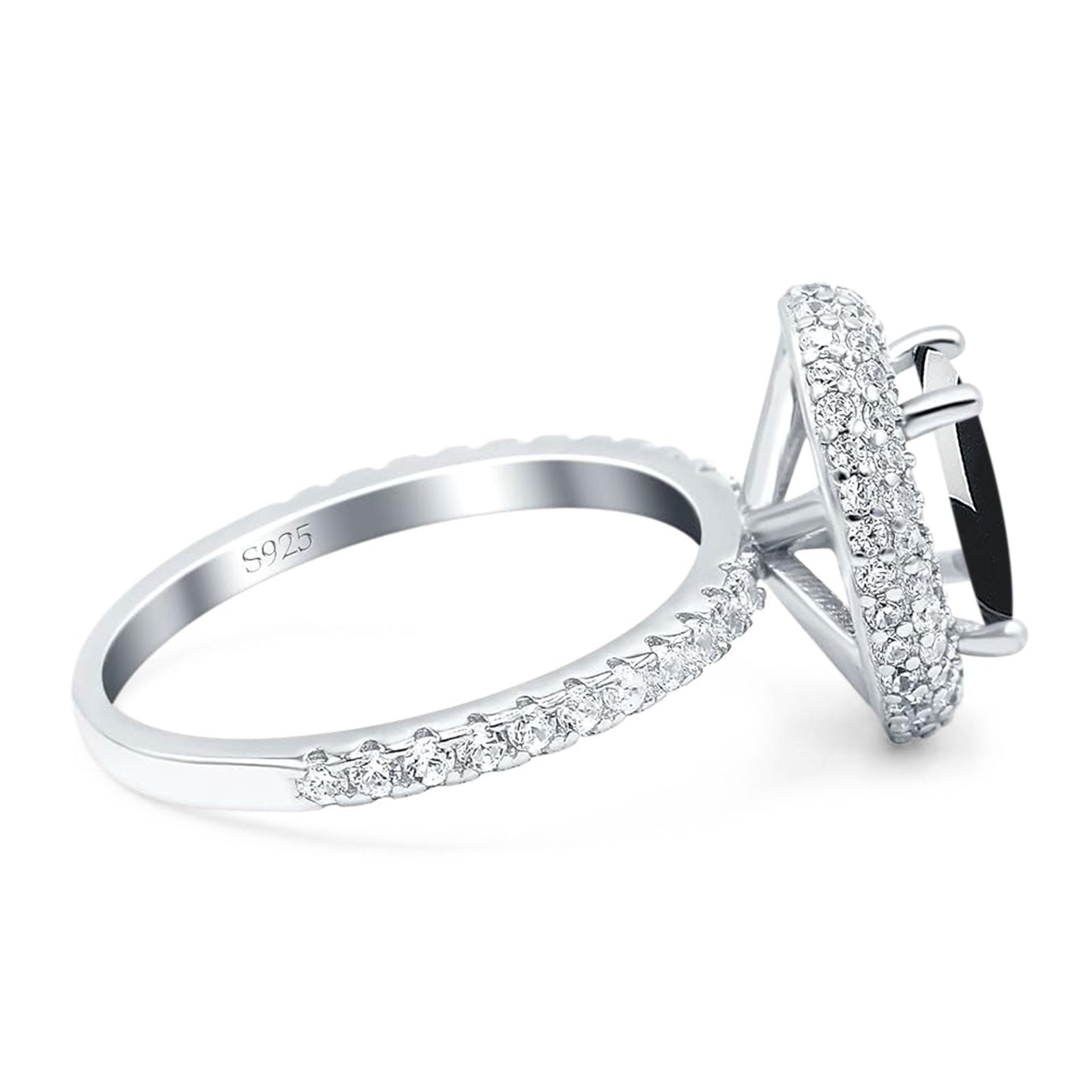 Oval Natural Stone Halo Wedding Ring